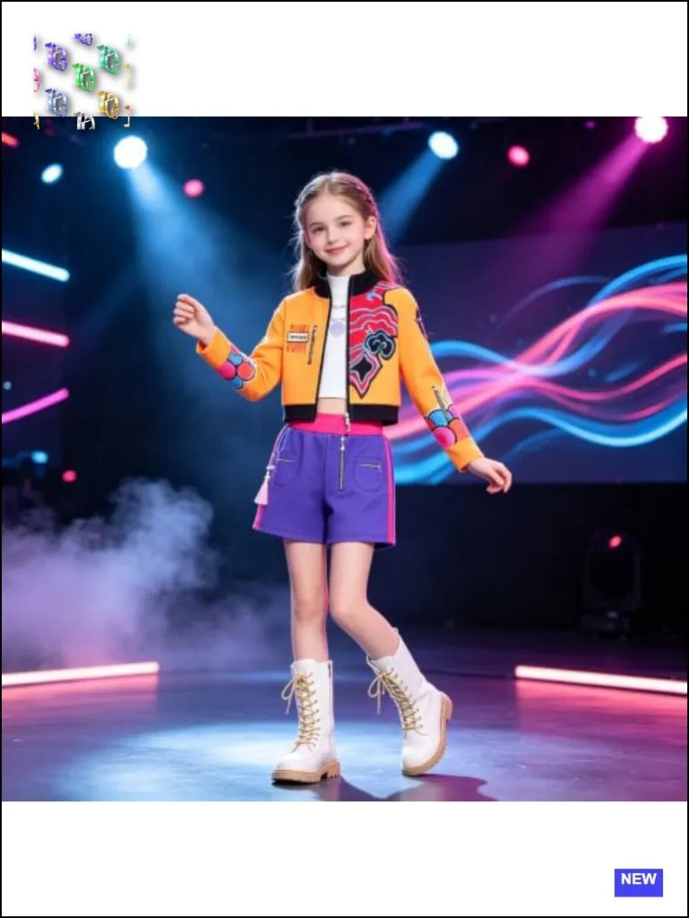 Girls Pop Star Hunter Costume Halloween Outfit with Jacket Top Shorts Braid &